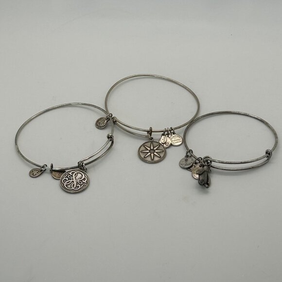 Lot Of 6 Alex & Ani Silver-Tone Bracelets 3 Charm & 3 Beaded Designs - Picture 9 of 16